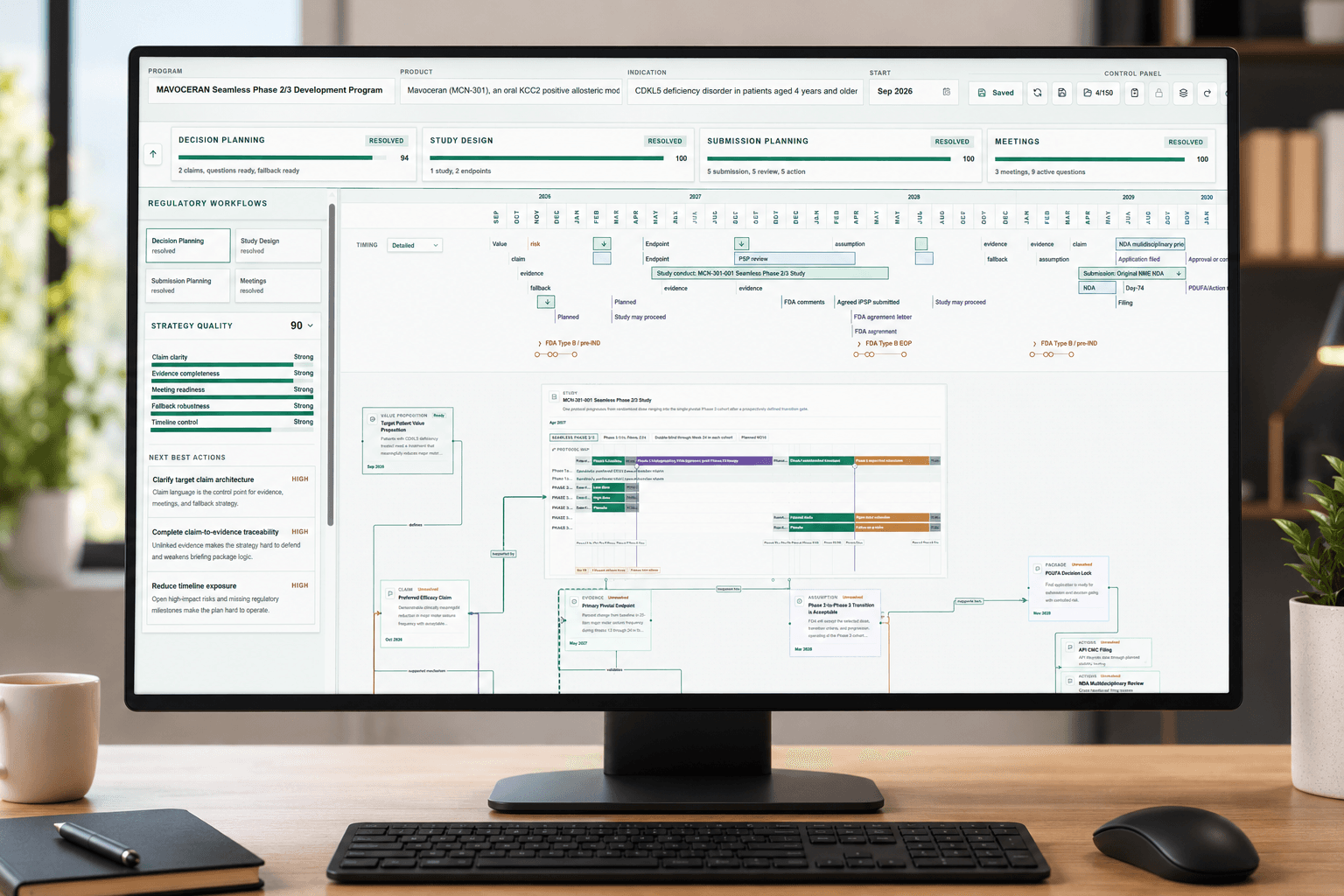 Regulatory Designer canvas showing a connected regulatory strategy workflow